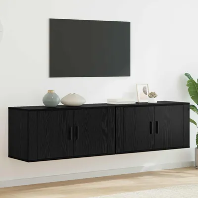 Image de Maison Exclusive - Ensemble de 2 meubles muraux pour téléviseur, noir, aspect chêne, aggloméré