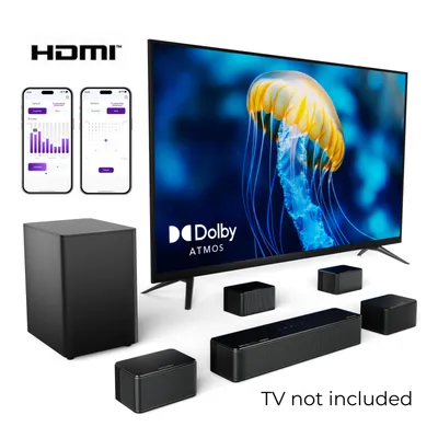 Productafbeelding van ULTIMEA Poseidon D80 Boom Soundbar 7.1 met Dolby Atmos, 4 Surroundspeakers, Draadloze Subwoofer van 6,5 inch en HDMI eARC