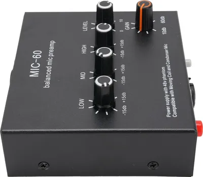 Produktbild von Mikrofonvorverstärker Mic Gain Booster 48V Stromversorgung Mikrofonvorverstärker für dynamische Kondensatormikrofone XLR 3,5 mm 6,35 mm Ein- und Ausgänge mit 3,5 mm-Audiokabel
