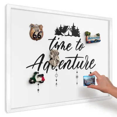 Produktbild von Magnettafel 70x50 cm mit weißem Rahmen - Magnetische Metalltafel, Magnetpinnwand zur Wandmontage für Wohnzimmer, Küche, Flur, Kinderzimmer und Büro - Ein Abenteuer erwartet dich.