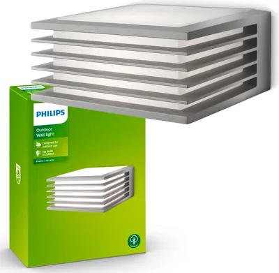 Obrázek produktu pro Philips myGarden Nástěnné svítidlo Shades 15 W, Venkovní světlo na zeď, Šedá, Kov, IP44, Zahrada, Terasa, II