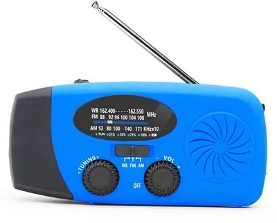 Produktbild von 2000mAh Notstromgerät, tragbarer Solar-AM/FM/NOAA Handkurbelradio, Mobiltelefon-Lader mit SOS, 1W LED-Taschenlampe, Kopfhörerausgang, Notstromquelle für Notfallhilfe