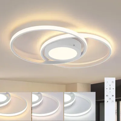 Zdjęcie produktu dla ZMH Lampa sufitowa LED biała ściemnialna z pilotem 48 W okrągła 47,4 CM do salonu pokoju dziecięcego kuchni przedpokoju ochrona oczu bez migotania