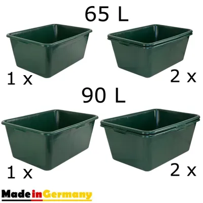 Produktbild von Wildwanne Futterwanne Mörtelwanne Kunststoffwanne Wassertrog Wasserbehälter 65 L / 90 L Grün Lebensmittelecht Multiwanne Petigi, Anzahl:1, Liter:90 L