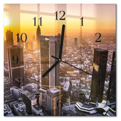 Immagine prodotto di Orologio da parete Tulup Glasuhr, orologio da cucina, vetro vero, 30x30 cm, design moderno e decorativo, silenzioso, con lancette nere - motivo: tramonto