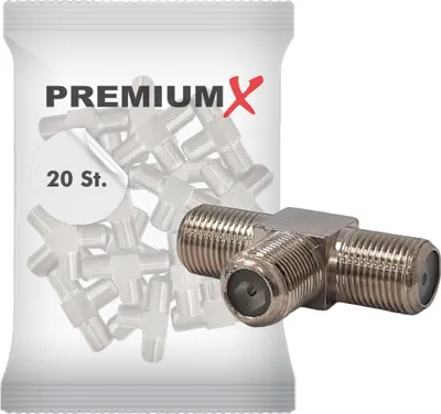 Produktbild von PremiumX 20x T-Verteiler 3x F-Buchse Splitter Verbinder für Koax- und Antennenkabel