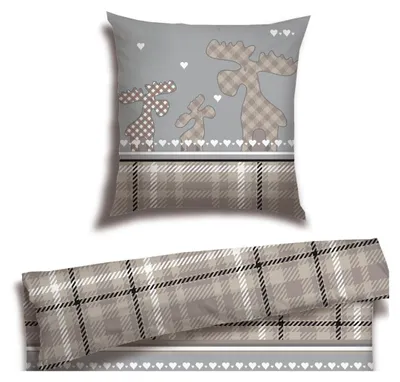 Produktbild von SCHIESSER Bettwäscheset Salous | Feinbiber | Winterprint | 100 % Baumwolle | Weich & angeraut für kuschelige Nächte | YKK-Reißverschluss | 135x200 cm + 80x80 cm | Taupe