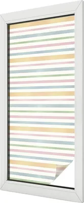 Obrázek produktu pro Vitrážová fólie na okno - 116x50 cm - vitrážový vzor - neprůhledná dekorativní fólie na ochranu soukromí - samolepicí, UV ochrana - pastelové pruhy