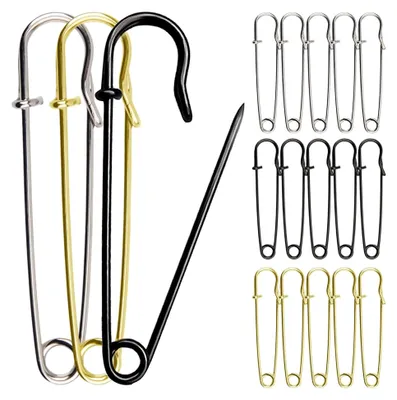 Produktbild von 15 Stück Große Sicherheitsnadeln, 6,9 cm Metall-Sicherheitsnadeln für Handwerk und Textilien