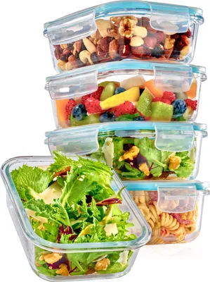 Produktbild von Praknu Glasbehälter mit Deckel - 4er Set Frischhaltedosen - 500 ml - Stapelbar & Luftdicht - BPA-frei - Spülmaschinenfest - Gefrierschrank und Mikrowellengeeignet