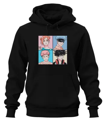 Obrázek produktu pro Jujutsu Kaisen Anime Poster Gojo Itadori Fushiguro Kugisaki Uni mikina s kapucí, černá, 3XL