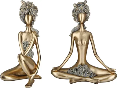 Produktbild von Gilde Figur, Frau, "Rose", Kunstharz, goldfarben, L. 17 cm, B. 13 cm, H. 34 cm 37854 4063387378540 2 Stück (2-fach sortiert)