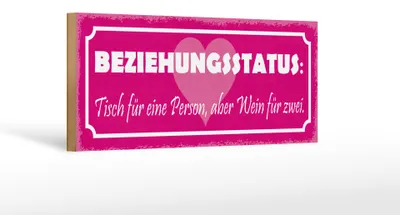 Produktbild von Holzschild Spruch 27x10cm Beziehungsstatus Tisch 1 Person