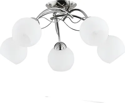 Zdjęcie produktu dla Lampa sufitowa dekoracyjna chromowana 5 białych kloszy DALLEN 5xE27 15W ALF28345 Alfa