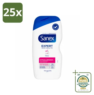 Productafbeelding van 25 x Sanex Expert Skin Health Hypoallergene Douchegel - 400 ml - Voorraadverpakking - 25 stuks