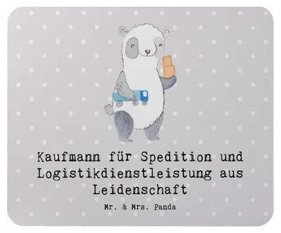 Produktbild von Mr. & Mrs. Panda Mousepad Kaufmann für Spedition und Logistikdienstleistung Leidenschaft - Grau Pastell - Geschenk, Abschlussprüfung, Logistiker, Mauspad, laptop, Lustig