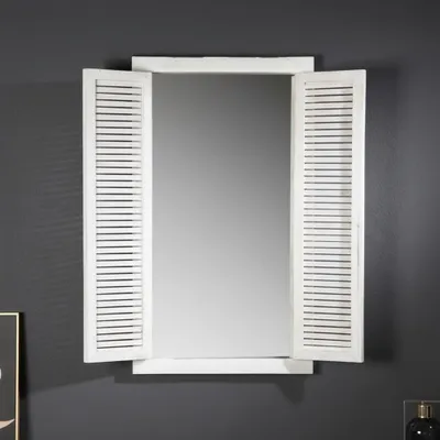 Produktbild von Wandspiegel 72 cm mit Fensterläden, weiß lackiert, Landhausstil