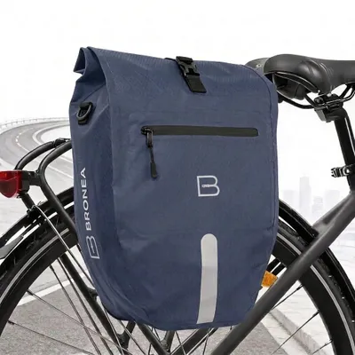 Produktbild von BRONEA® 2 in 1 Gepäckträgertasche für Fahrrad - XXL 28 Ltr - INNOVATIVES Click-System - Fahrradtasche für alle Gepäckträger - Wasserdicht | JEANSBLAU