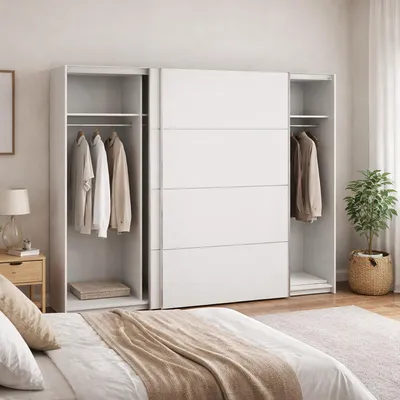 Image de Acerno - Armoire 2 Portes, 243x202h cm Blanc, Porte-manteau