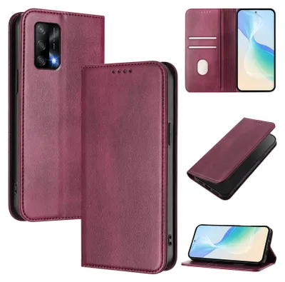 Produktbild von Handyhülle für Oppo A74 4G/F19/F19S/A95 4G/Reno6 Lite, Vintage Leder RFID Schutz Kartenfach Standfunktion Magnetische Klapphülle Rot