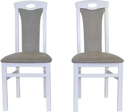 Two dining chairs side-by-side against a white background.