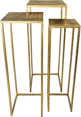 Produktbild von Beistelltisch Pflanzenständer Blumensäule 3er-Set Goldfarben