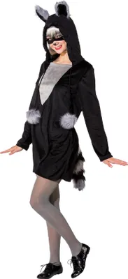 Produktbild von O9843-38-40 schwarz-grau Damen Waschbär Kleid Bär Kostüm Gr.38-40