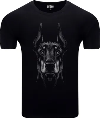 Produktbild von Diarbo Herren T-Shirt mit Tierliebhaber Druck Dobermann Kopf Schwarz Gr.XS