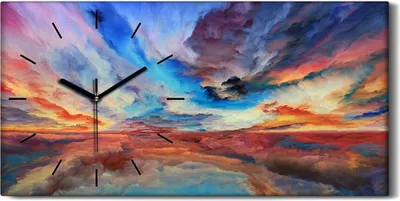 Produktbild von Wandbild Leinwand Bilder Wanduhr Geräuschlos 60x30 Abstrakte Kunst Wolken - schwarze Hände