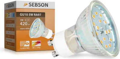 Produktbild von 4x LED Lampen GU10 5W warmweiss RA97 flimmerfrei 230V 420lm Leuchtmittel SEBSON
