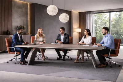 Obrázok produktu pre Hellbrauner konferenčný stôl. Elegantné konferenčné stoly. Konferenčné stoly