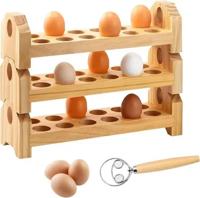 Produktbild von Famanu Eierhalter 3-stufig stapelbar - Holz, Platzsparend für 36 Eier