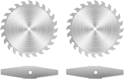 Produktbild von Metall Rasentrimmer Messer, Freischneider Ersatzklinge, 20cm Schnittdurchmesser, mit 2 pcs Legierungssägeblätter und 2 pcs Metallklingen, für ULN602