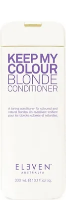 Produktbild von Eleven Keep My Colour Conditioner für blondes Haar, 300 ml, neutralisiert unerwünschte Gelbtöne, stärkt kühle Blondfarbe, pflegend, stärkend & feuchtigkeitsspendend, mit Macadamianussöl, Flüssigwachs & Ammoniumsalz