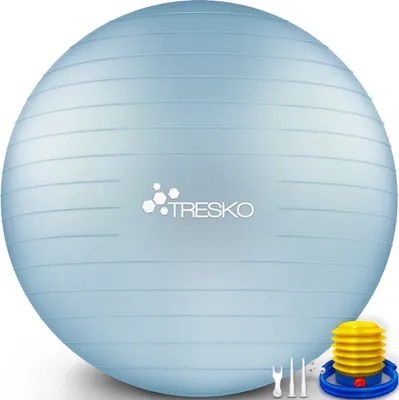 Produktbild von TRESKO Gymnastikball (Himmelblau, 55cm) mit Pumpe Fitnessball Yogaball Sitzball Sportball Pilates Ball Sportball
