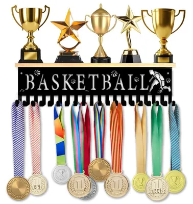 Productafbeelding van Medaille en Trofee Display Plank met Basketbalthema
