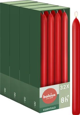 Produktbild von Bolsius 32er Set glatte Spitzkerzen,  23 cm, Rot