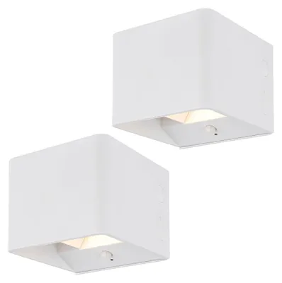 Produktbild von 2x LED Wandleuchte, Innen, Up & Down, Akku, Bewegungsmelder, H 8 cm