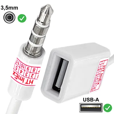 Produktbild von 3,5 mm Klinkenstecker auf USB 2.0 Buchse AUX Audio Adapter Anschluss Kabel KFZ Adapter