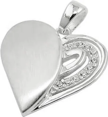 Produktbild von Anhänger Halsschmuck, Herz Herzchen mit weißen Zirkonia, 925 Silber