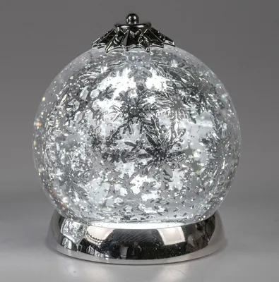 Produktbild von formano LED Deko Kugel Klar Silber 17 cm mit Wasser und Timer 6h/18h Weihnachten