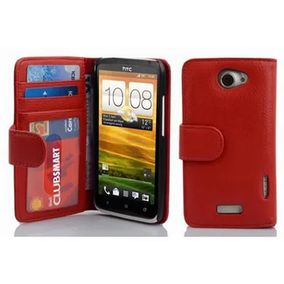 Produktbild von Cadorabo Hülle für HTC ONE X / X+ in Rot Backcover Handy Schutz Hülle Book Case Booklet Kartenfächer