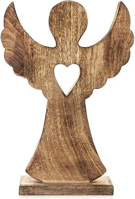 Produktbild von Orion | Engelfigur - Weihnachtsfigur - Engel - Dekofigur aus Holz - Holzdeko - 25,5x36 cm - Mangoholz