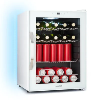 Image de Klarstein Coachella 60 Frigo à Boissons - 60L, WiFi, Éclairage LED 7 Couleurs, Porte en Verre, Température 3-18°C, 3 Étagères Métal, Design Énergétique Efficace, Blanc