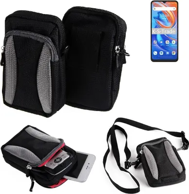 Produktbild von K-S-Trade Holster Schutz Hülle kompatibel mit UMIDIGI A13S Handy Hülle Gürteltasche Umhängetasche mit Zusatzfach schwarz