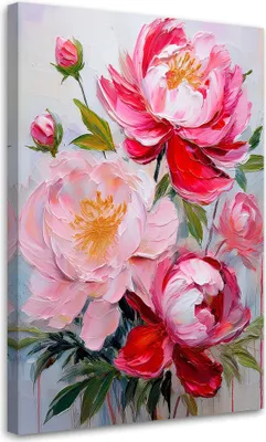 Produktbild von Leinwandbild Rosa Pfingstrosen Blumen der Natur 70x100 Feeby Rosa bild für die wand bereit zum aufhängen