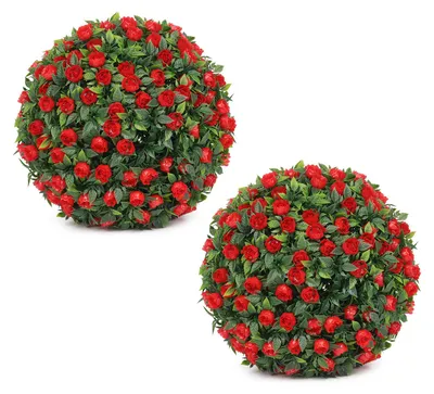 Produktbild von 1/2 Stück 20/25 cm künstliche Buchsbaumkugel, UV-beständig, wetterfest, hängende Kunstblume, grüne Kugel für Garten, Veranda, Terrasse, künstliche Buchsbaumpflanzen