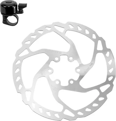 Produktbild von Shimano 203mm Fahrrad Bremsscheibe SM-RT66 in Silber inkl. Fahrradklingel