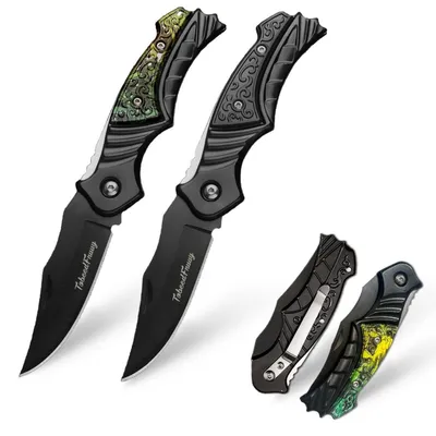 Productafbeelding van 2 stuks vouwmes, roestvrij staal 3Cr13, zwart, mini, geschikt voor dagelijks gebruik, outdoor, kamperen