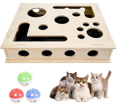 Interaktives Katzenholzspielzeug, Puzzlebox, 29,5x25x6 cm